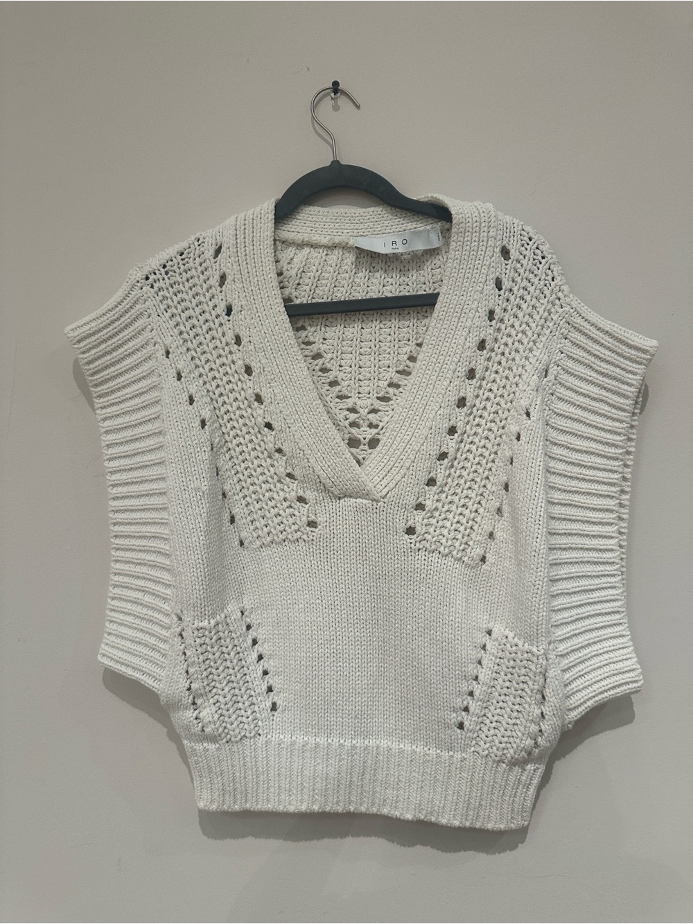 IRO Cream V-Neck Knit Sweater Vest